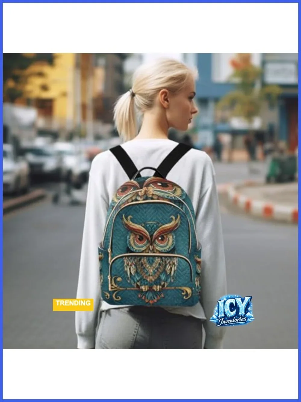 Owl Print Boho Ethnic Mini Backpack Purse Women Travel Daypack Fashion Shoulder